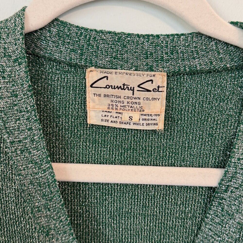 Country Set | Vintage Shimmery Green Cardigan